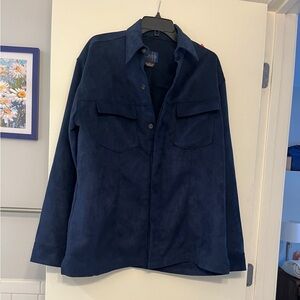 Vintage Y2K Jordan Two3 Blue Sueded Button Down Over Shirt Jacket Sz large